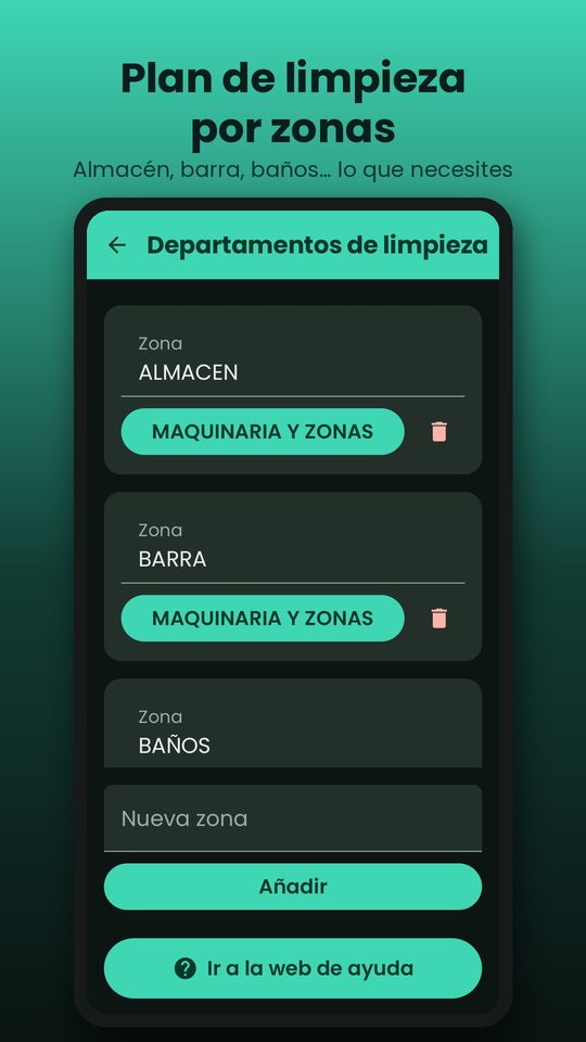 Plan de limpieza por zonas