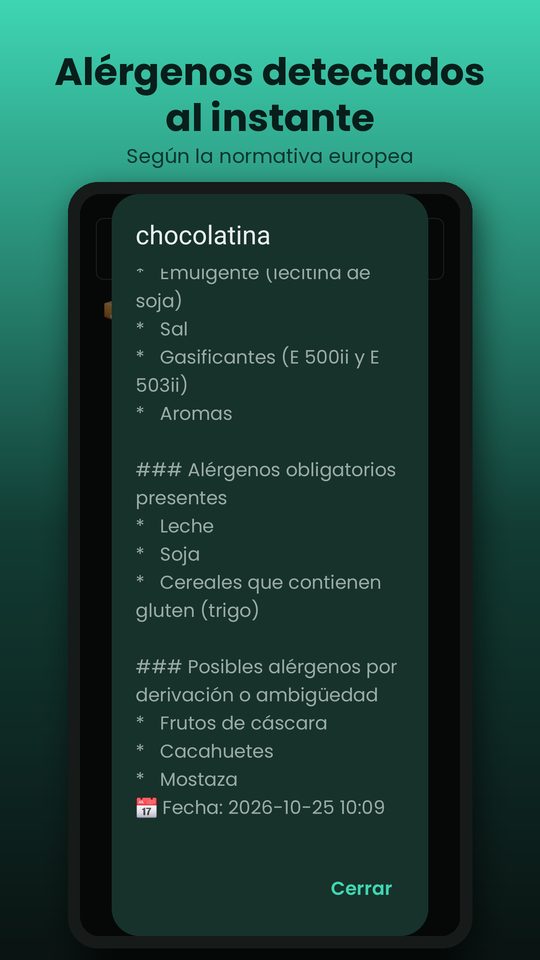 Alérgenos detectados
